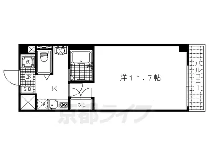 京福北野線 北野白梅町駅 徒歩14分 10階建 築20年(1K/2階)の間取り写真