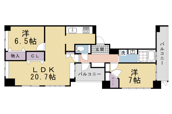京都市烏丸線 今出川駅 徒歩9分 10階建 築27年(2LDK/5階)の間取り写真
