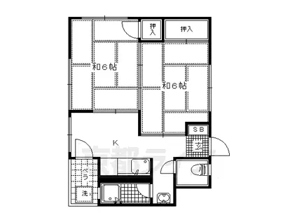 京都市烏丸線 北大路駅 徒歩28分 4階建 築52年(2K/3階)の間取り写真