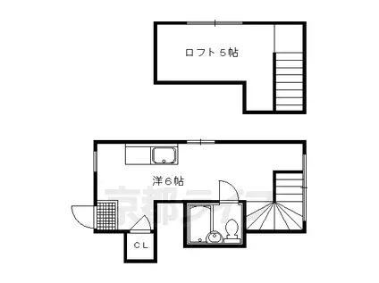 京福北野線 北野白梅町駅 徒歩24分 3階建 築38年(ワンルーム/2階)の間取り写真