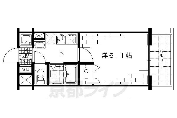 ラナップスクエア京都西陣(1K/6階)の間取り写真