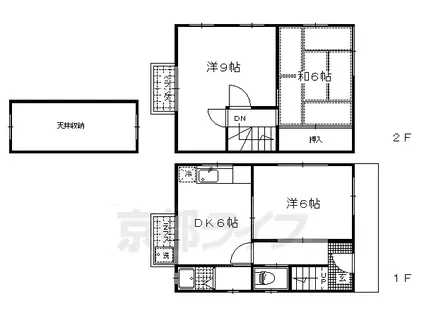 京都市烏丸線 北大路駅 徒歩2分 2階建 築40年(3DK)の間取り写真
