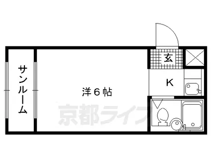 京都市烏丸線 丸太町駅(京都市営) 徒歩15分 4階建 築47年(ワンルーム/4階)の間取り写真