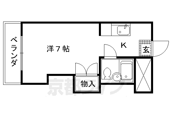 京都市烏丸線 丸太町駅(京都市営) 徒歩5分 4階建 築40年(1K/4階)の間取り写真