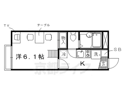 京都市烏丸線 丸太町駅(京都市営) 徒歩12分 2階建 築23年(1K/1階)の間取り写真