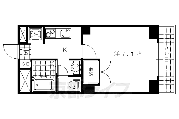 ロイヤルプラザ堀川(1K/1階)の間取り写真