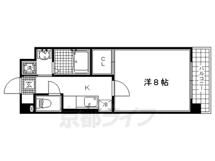 京都市烏丸線 北山駅(京都) 徒歩13分 4階建 築18年(1K/4階)の間取り写真