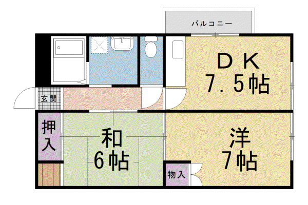 京都市烏丸線 北山駅(京都) 徒歩14分 2階建 築37年(2DK/1階)の間取り写真