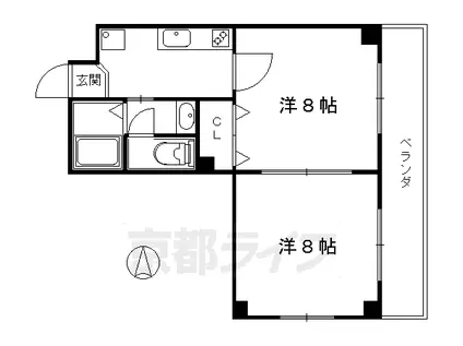 京都市烏丸線 今出川駅 徒歩6分 4階建 築25年(2K/1階)の間取り写真