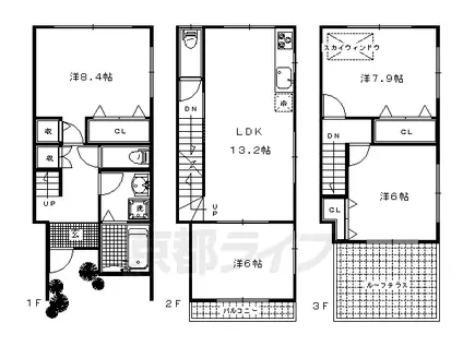 京都市烏丸線 鞍馬口駅 徒歩9分 2階建 築20年(4LDK)の間取り写真
