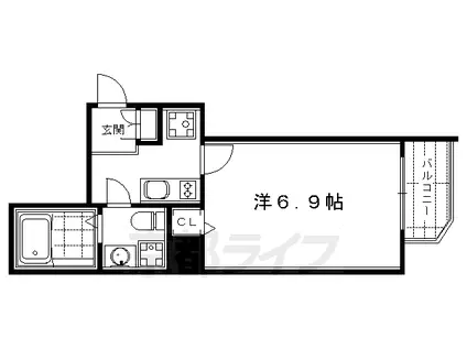京都市烏丸線 丸太町駅(京都市営) 徒歩14分 10階建 築18年(1K/2階)の間取り写真