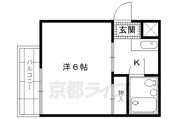 京都市烏丸線 北大路駅 徒歩40分 2階建 築34年(1K/2階)の間取り写真