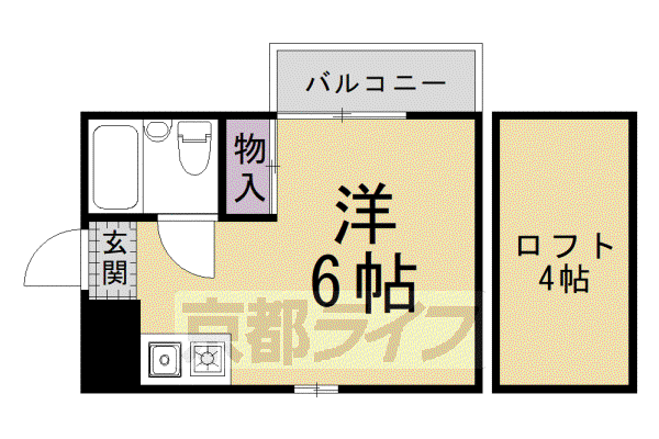 京都市烏丸線 北山駅(京都) 徒歩38分 2階建 築34年(1K/2階)の間取り写真