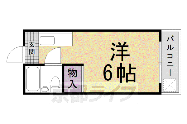 京都市烏丸線 北大路駅 徒歩30分 3階建 築52年(1K/3階)の間取り写真