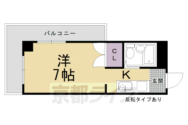 京福嵐山本線 帷子ノ辻駅 徒歩2分 3階建 築38年(1K/2階)の間取り写真