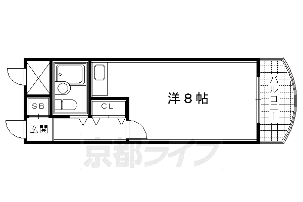 京都市烏丸線 烏丸御池駅 徒歩1分 10階建 築43年(ワンルーム/6階)の間取り写真