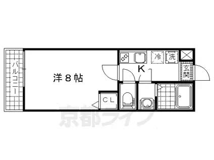 東海道本線 山科駅 徒歩12分 3階建 築8年(1K/1階)の間取り写真