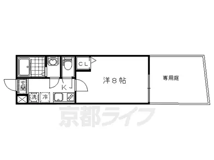 東海道本線 山科駅 徒歩12分 3階建 築8年(1K/1階)の間取り写真