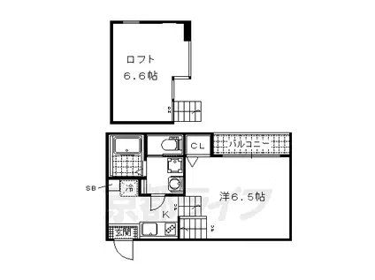 京都市東西線 椥辻駅 徒歩8分 2階建 築9年(1K/2階)の間取り写真