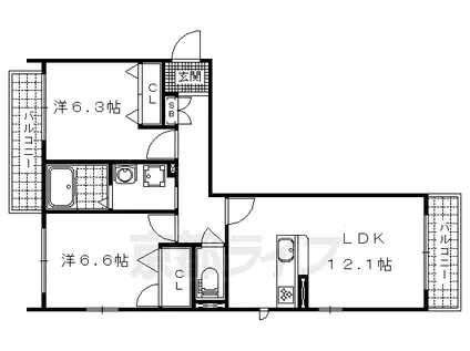 京都市東西線 小野駅(京都) 徒歩13分 3階建 築8年(2LDK/3階)の間取り写真