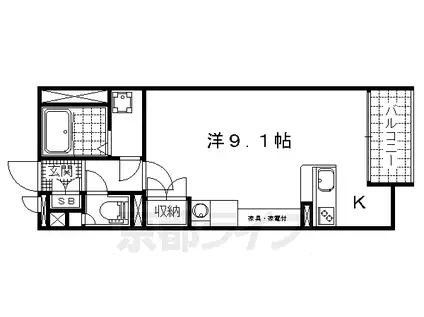東海道本線 山科駅 徒歩12分 2階建 築7年(ワンルーム/1階)の間取り写真