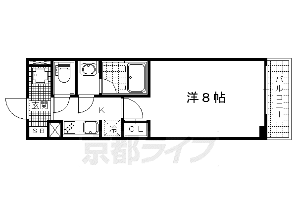 京都市東西線 椥辻駅 徒歩8分 4階建 築8年(1K/2階)の間取り写真