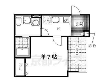 京都市東西線 東野駅(京都) 徒歩12分 3階建 築8年(1K/1階)の間取り写真