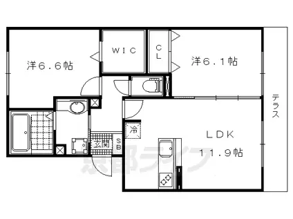 京都市東西線 東野駅(京都) 徒歩23分 3階建 築7年(2LDK/1階)の間取り写真