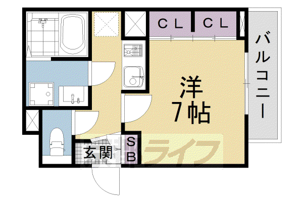 近鉄京都線 東寺駅 徒歩12分 2階建 築7年(1K/1階)の間取り写真
