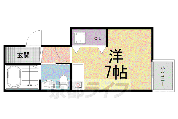 東海道本線 西大路駅 徒歩7分 3階建 築9年(ワンルーム/1階)の間取り写真