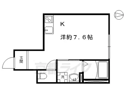 京都市烏丸線 九条駅(京都) 徒歩5分 2階建 築8年(ワンルーム/1階)の間取り写真