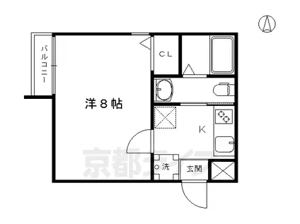 東海道本線 京都駅 徒歩12分 3階建 築12年(1K/3階)の間取り写真