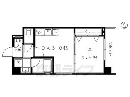 ベラジオ京都烏丸十条II(1DK/3階)の間取り写真