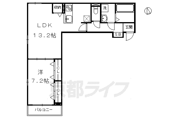 東海道本線 桂川駅(京都) 徒歩20分 3階建 築6年(1LDK/3階)の間取り写真