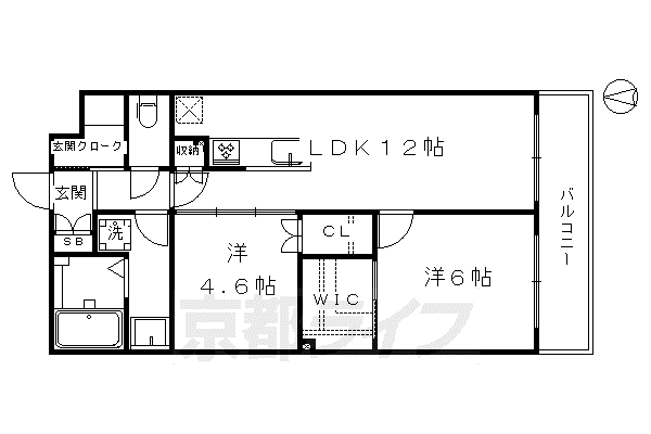 ベルビュー東寺西門通(2LDK/4階)の間取り写真