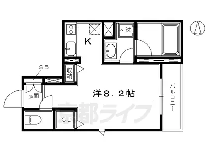 京阪電気鉄道京阪線 清水五条駅 徒歩11分 3階建 築8年(1K/2階)の間取り写真