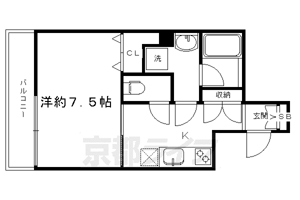 東海道本線 京都駅 徒歩7分 3階建 築11年(1K/1階)の間取り写真