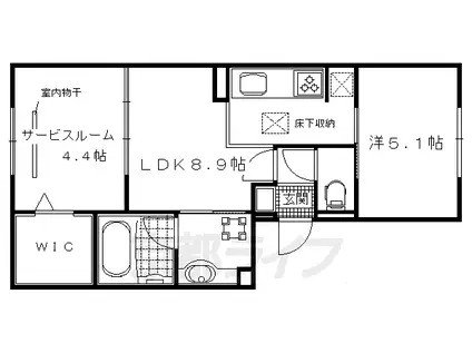 京都市烏丸線 北大路駅 徒歩27分 3階建 築6年(1SLDK/1階)の間取り写真