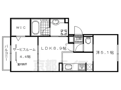京都市烏丸線 北大路駅 徒歩27分 3階建 築6年(1SLDK/3階)の間取り写真