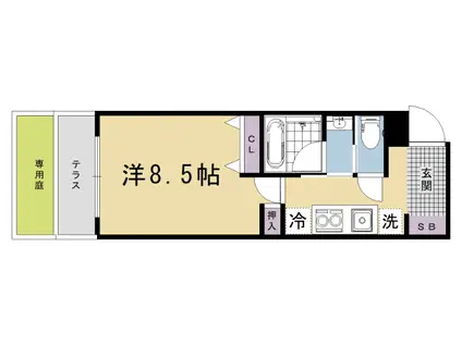京都市烏丸線 今出川駅 徒歩9分 4階建 築5年(1K/1階)の間取り写真