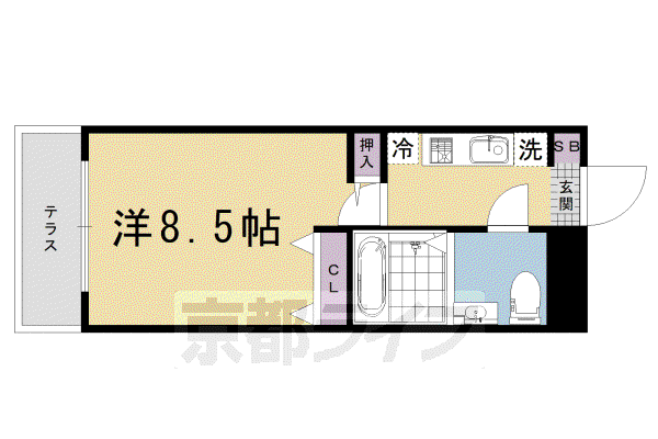 京都市烏丸線 今出川駅 徒歩9分 4階建 築6年(1K/3階)の間取り写真