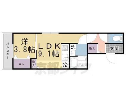 京都市烏丸線 北大路駅 徒歩23分 3階建 築5年(1LDK/2階)の間取り写真