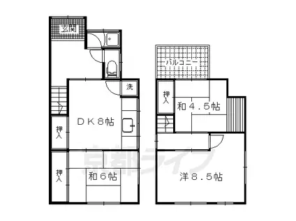 京阪電気鉄道京津線 四宮駅 徒歩3分 2階建 築57年(3DK)の間取り写真