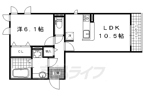 CITY FLATS KITENO(1LDK/2階)の間取り写真