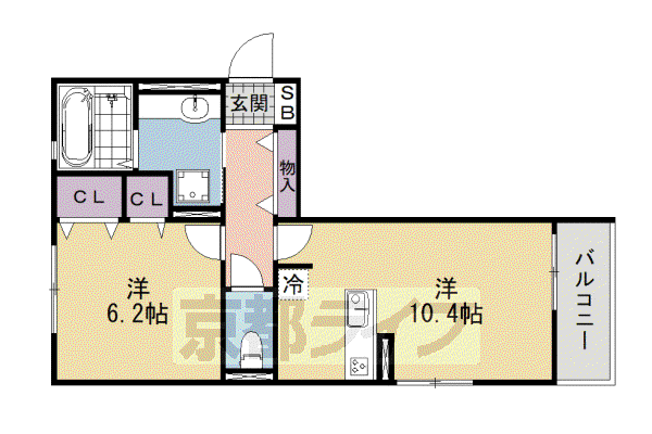 リベルタ唐崎(1LDK/3階)の間取り写真