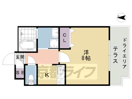 京阪電気鉄道京阪線 東福寺駅 徒歩6分 4階建 築5年(1K/1階)の間取り写真