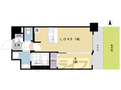 プレサンス THE KYOTO 澄華(1LDK/1階)の間取り写真