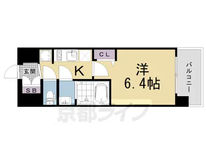 京都市烏丸線 十条駅(京都市営) 徒歩5分 7階建 築5年(1K/4階)の間取り写真