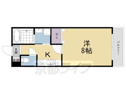 京都市烏丸線 九条駅(京都) 徒歩3分 5階建 築5年(1K/1階)の間取り写真