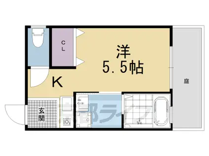 近鉄京都線 東寺駅 徒歩10分 2階建 築9年(ワンルーム/1階)の間取り写真